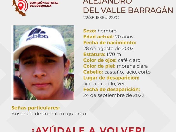 Buscan a Alejandro del Valle Barragán; desapareció en Ixhuatlancillo