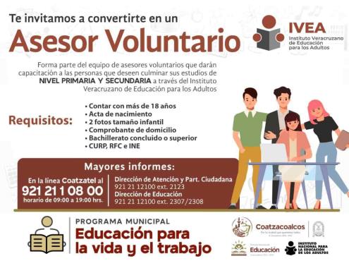 Gobierno de Coatzacoalcos y el IVEA buscan asesores voluntarios