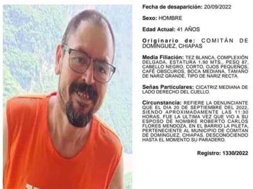 Desaparecido hace 6 días Roberto Flores, periodista de Chiapas