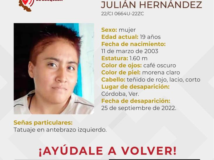 Reportan desaparición de joven mujer en Córdoba