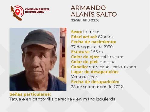 Desaparece persona de la tercera edad en Veracruz