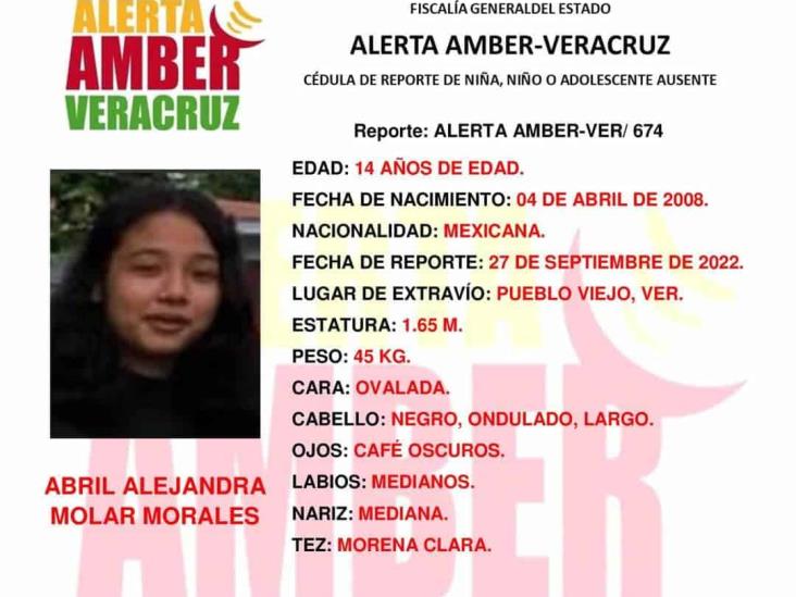 Emiten Alerta Amber para encontrar a Abril Alejandra; desapareció en Pueblo Viejo