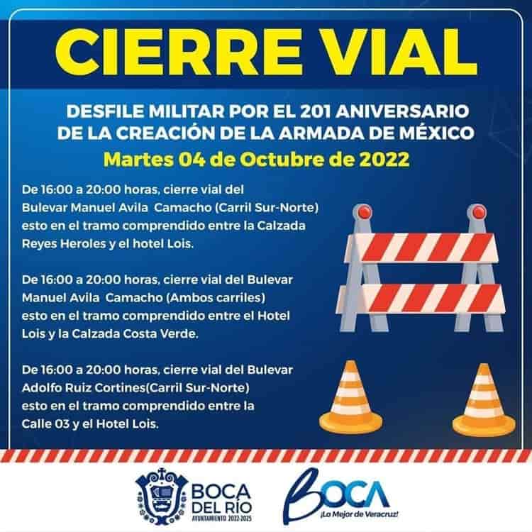 ¡Atención! Cerrarán calles en Veracruz y Boca del Río por desfile militar este martes