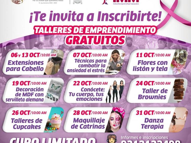 Invita IMM Coatzacoalcos a talleres gratuitos durante octubre