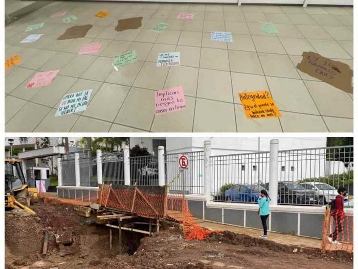 Puente por obra peligrosa divide a alumnos de la UV en Xalapa