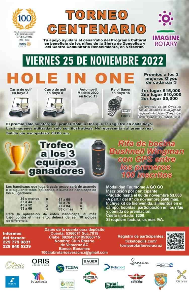 Llevarán a cabo Torneo Centenario de golf organizado por Club Rotario de Veracruz