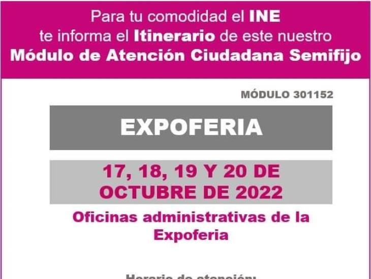 Módulo itinerario del INE estará en la Expo Feria de Coatzacoalcos