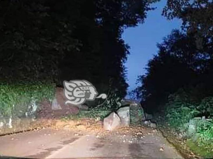 Rocas bloquearon la carretera estatal Misantla-Xalapa; la vía ya fue liberada