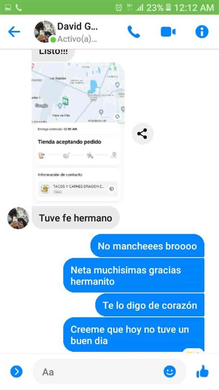 Usuario de redes sociales le regaló comida a un vigilante