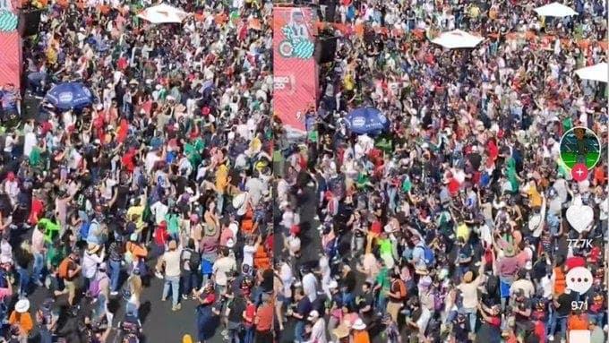Asistentes arman un mega “Payaso de rodeo” en el Gran Premio de México (+Video)