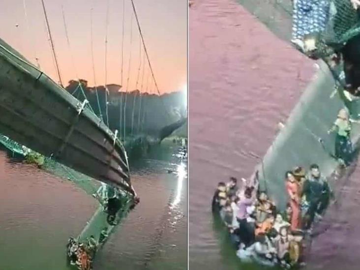 Colapsa puente colgante en la India; hay 60 fallecidos(+Video)