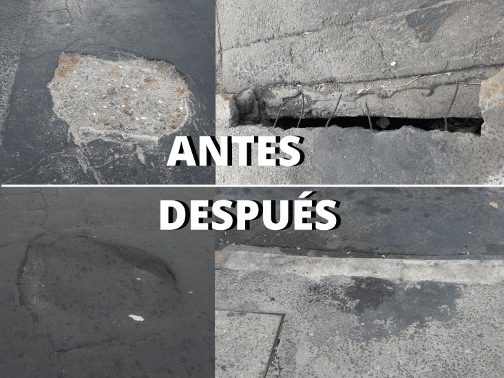Reparan baches y tragatormentas en calles de Veracruz que eran un peligro para transeúntes