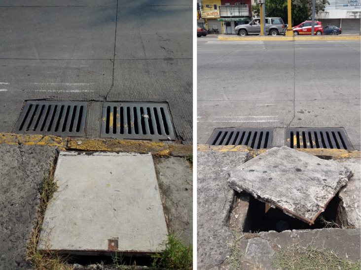 Reparan registro dañado en calles de Veracruz, ahora aqueja la falta de iluminación