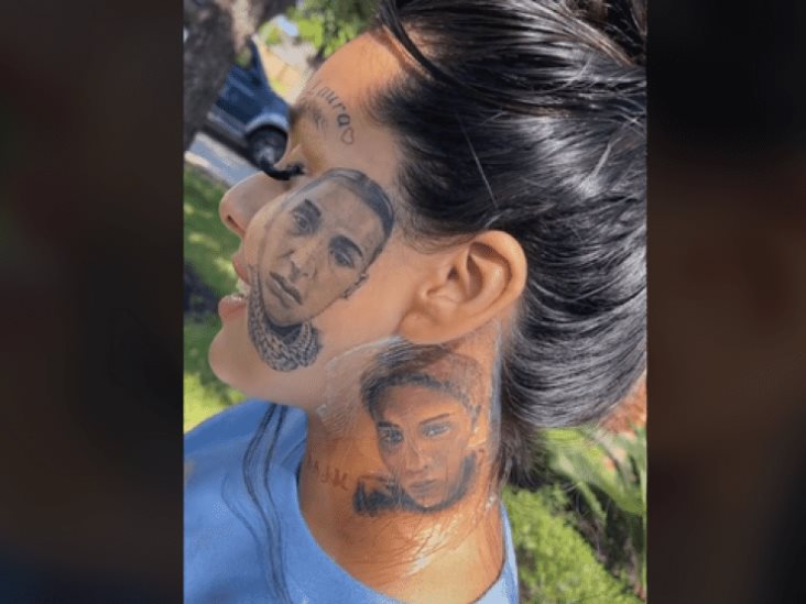 Pese a infidelidad, mujer se tatúa el rostro de su novio en la cara (+Video)