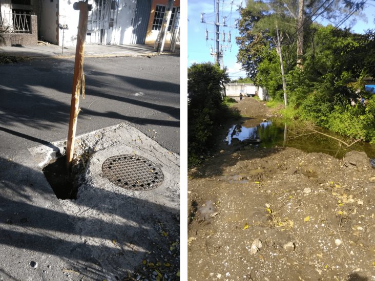 Socavón y calles en mal estado aquejan a vecinos de Boca del Río y Medellín de Bravo