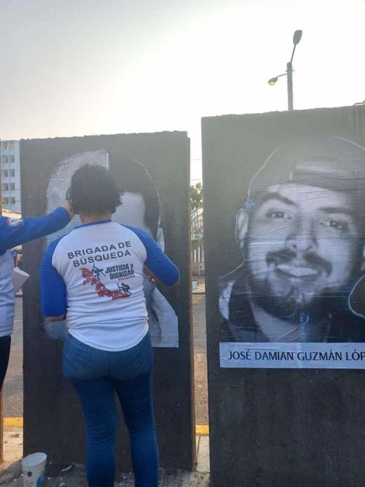 Buscan a desaparecidos con mural en av. Cuauhtémoc en Veracruz