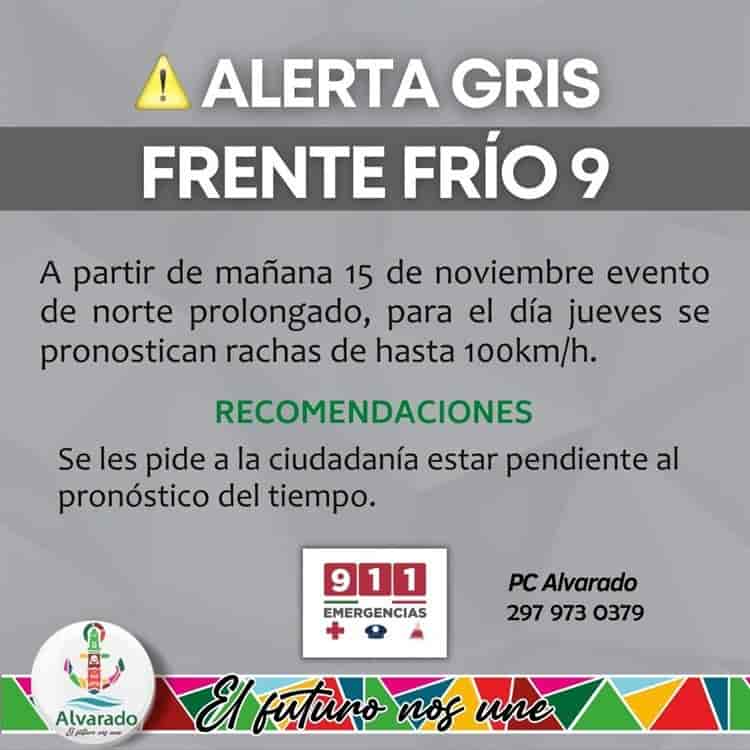 Activan Alerta Gris por evento de norte prolongado en Veracruz y Alvarado