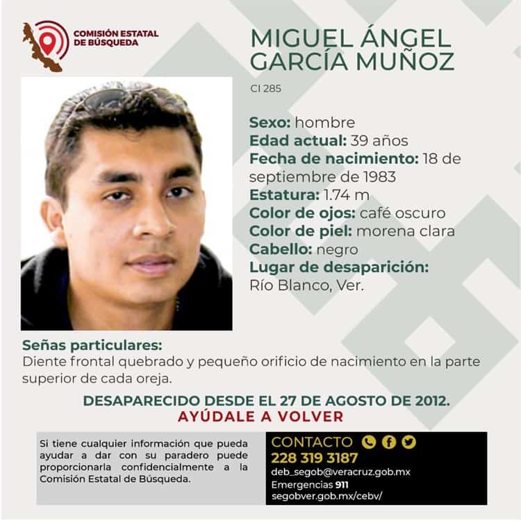 Continúa la búsqueda de Miguel Ángel García Muñoz en Río Blanco