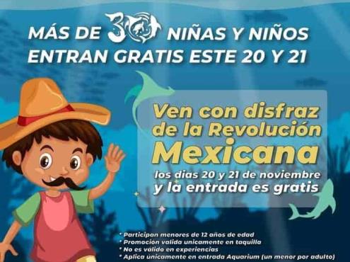Con disfraz de revolucionario, niños y niñas entrarán gratis al Aquarium