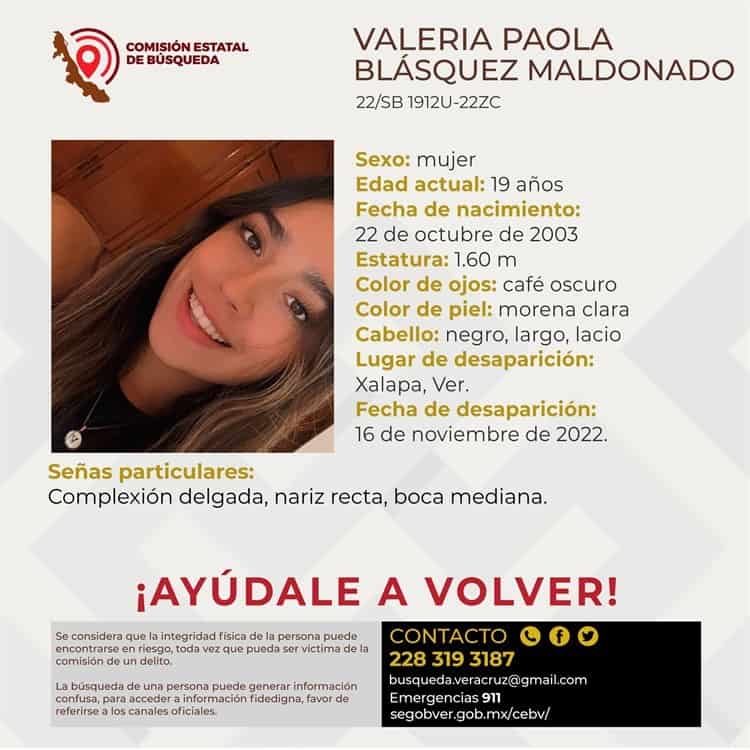 Desaparece Valeria Paola, joven de 19 años, en Xalapa