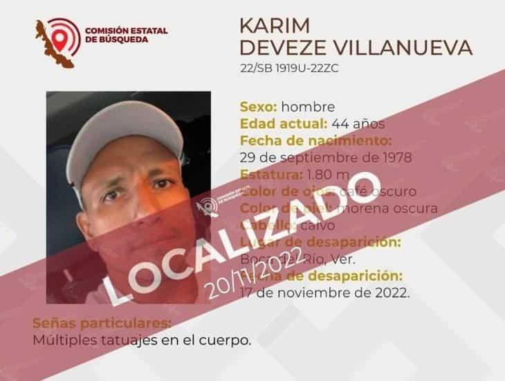 Localizan a hombre que tenía reporte de desaparecido en Boca del Río