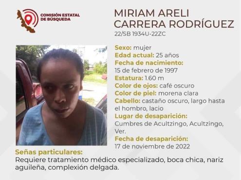 Buscan a Miriam Areli Carrera, desapareció en Acultzingo, Veracruz