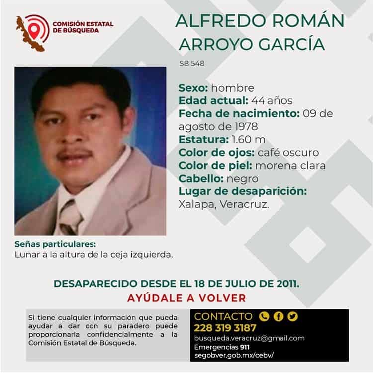 ¡Sigue la búsqueda de Alfredo Román! Desapareció en Xalapa desde 2011