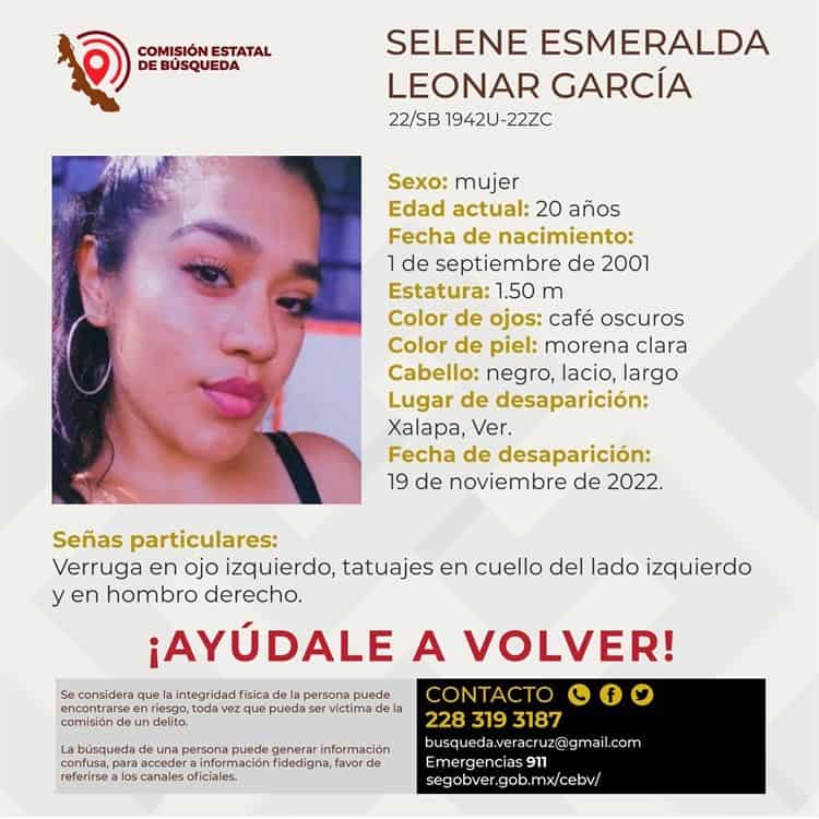 En Xalapa, reportan desaparición de Selene Esmeralda