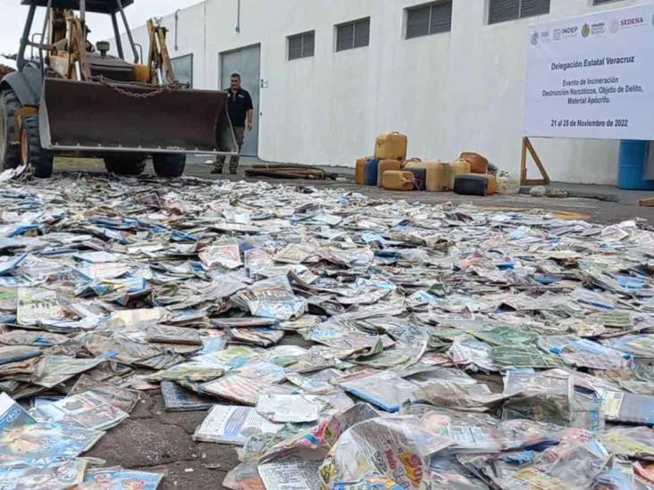 Destruyen casi 50 mil piezas de material de piratería en Veracruz