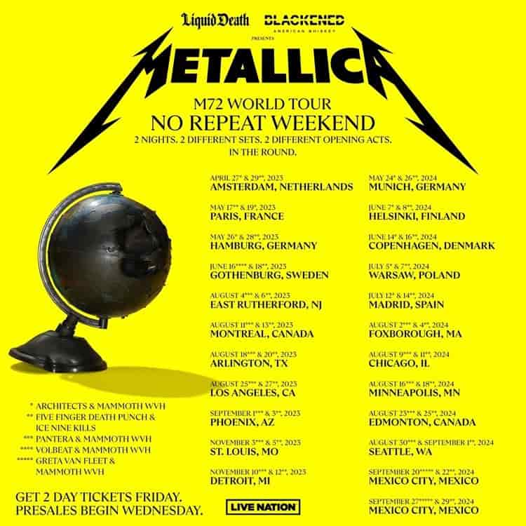 Regresa Metallica a México; anuncia cuatro conciertos