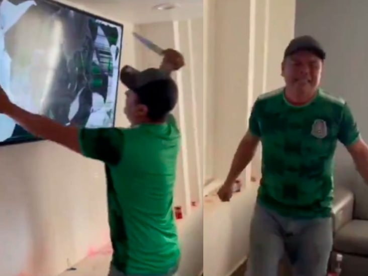 Aficionado “destroza” su televisión tras perder la Selección Mexicana en Qatar 2022 (+Video)