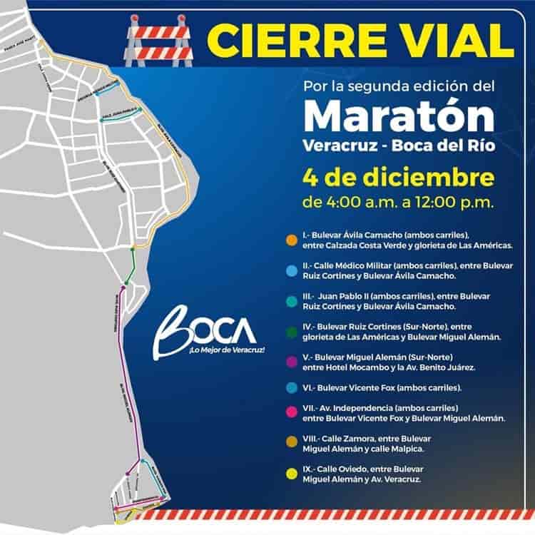Cerradas calles y avenidas en Veracruz y Boca del Río por carrera deportiva