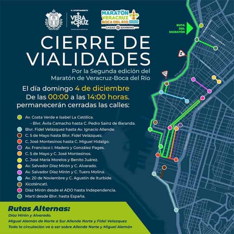 Cerradas calles y avenidas en Veracruz y Boca del Río por carrera deportiva