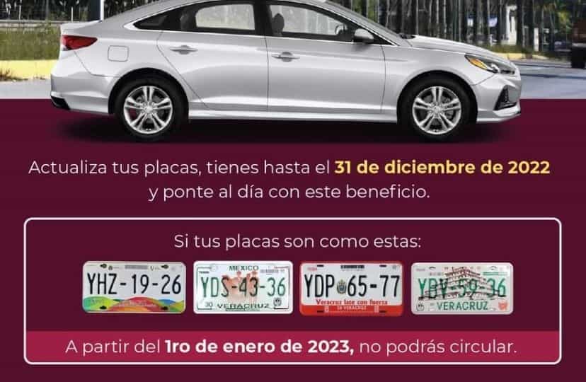 ¡Cambia tus placas!; a partir del 2023 ya no podrás circular en Veracruz