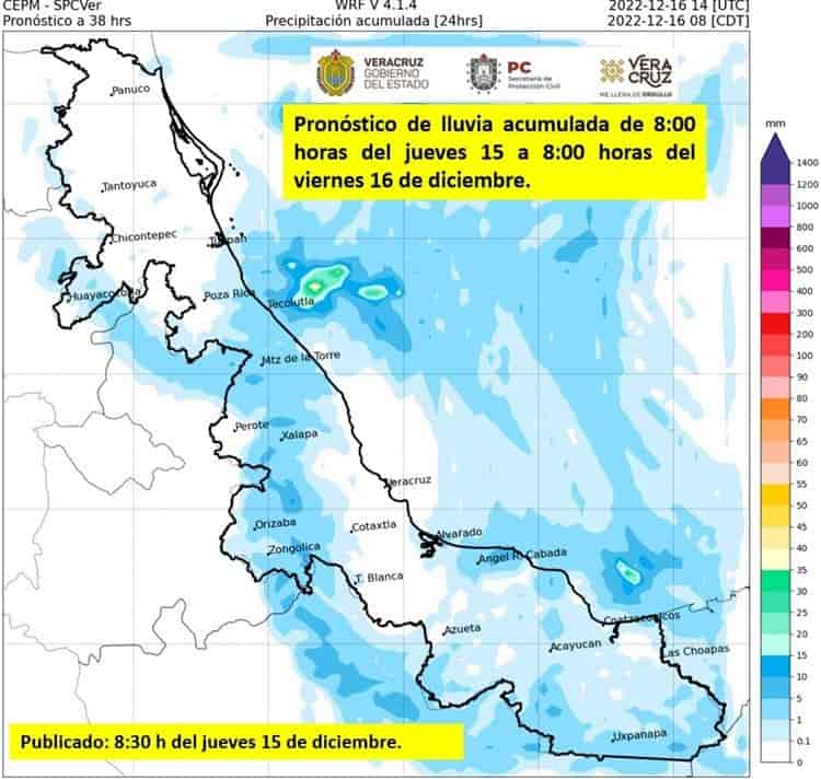 ¡Frente frío 16 permanecerá estacionado en Veracruz! Así estará el clima este jueves
