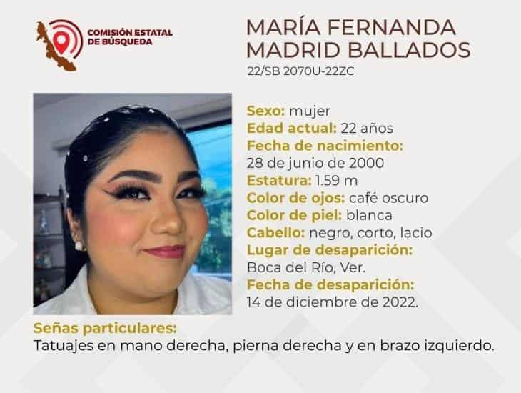 Buscan a María Fernanda, desapareció en Boca del Río