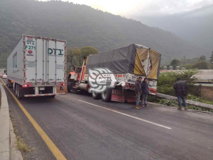 Se accidenta camión Torton en la autopista Nogales-Orizaba