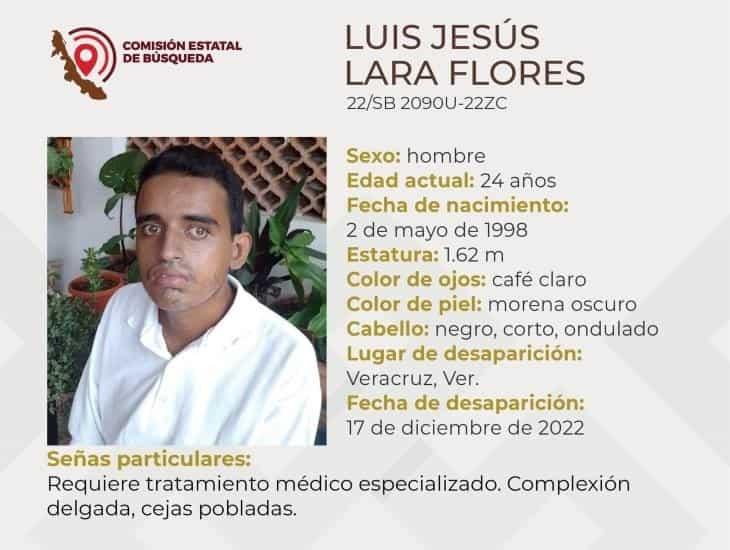 Luis Jesús desapareció en Veracruz; requiere atención médica especial