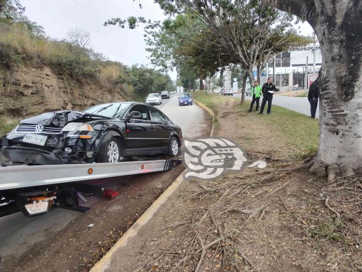 Choca auto contra árbol en bulevar Porfirio Díaz de  Xalapa