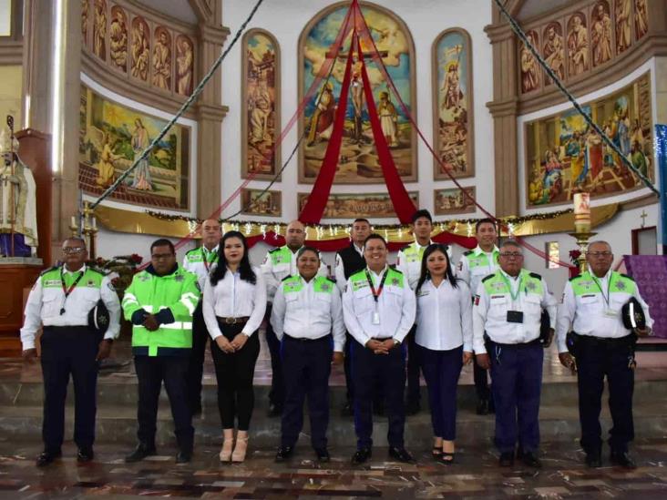 Con misa, celebran día de agente de Tránsito del Estado en Acayucan