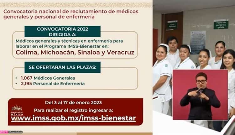 Lanzan convocatoria para contratación de médicos generales y enfermeros en Veracruz