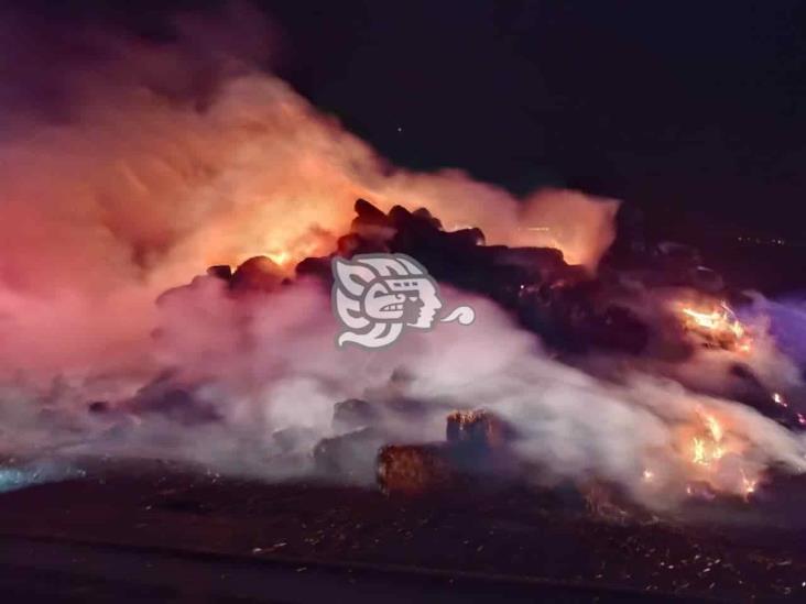 Remolque se incendia en autopista de Veracruz
