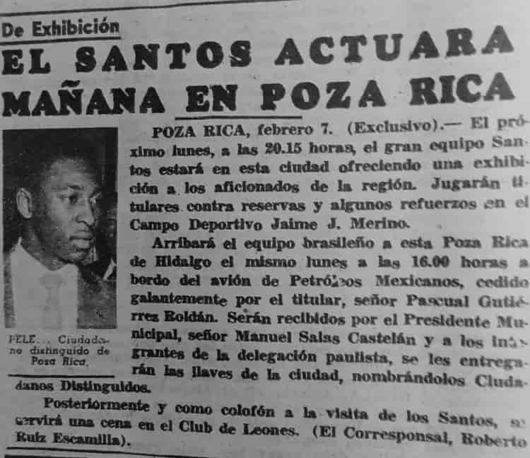 Pelé deslumbró a Poza Rica, Veracruz, en juego a finales de los 50 a favor de una reina