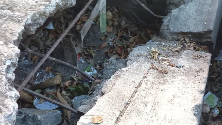 Urgen a autoridades reparar una banqueta en mal estado en el centro de Veracruz