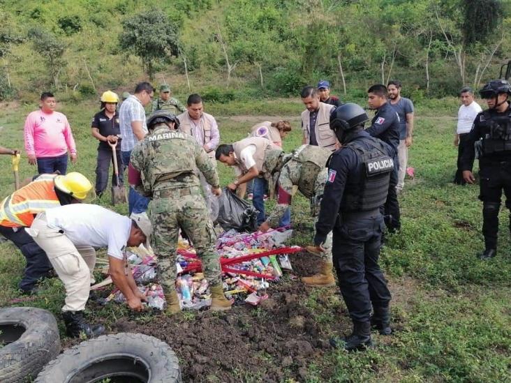 Destruyen más de 200 kg de pirotecnia decomisada en Tuxpan