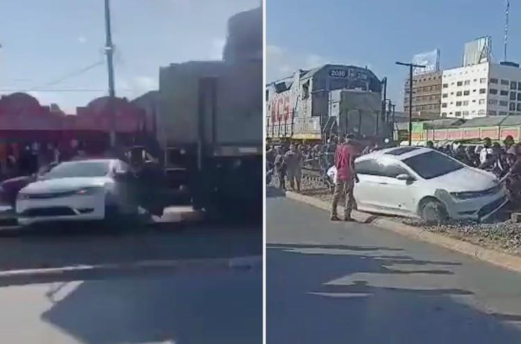 Tren se lleva ‘de corbata’ a vehículo en Reynosa (+Video)