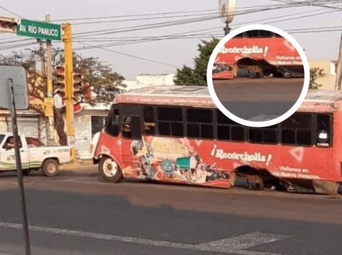 ¡Se le sale la llanta! Camión de pasaje pierde el eje trasero tras circular en Veracruz