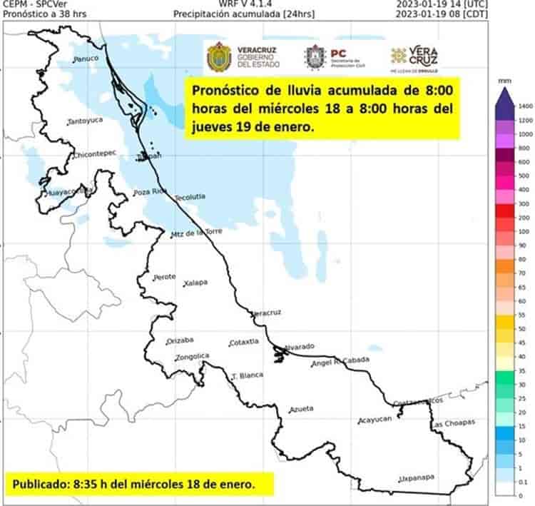 ¡Atento! Norte con rachas de 65 km/h afectará al estado de Veracruz; así estará el clima hoy