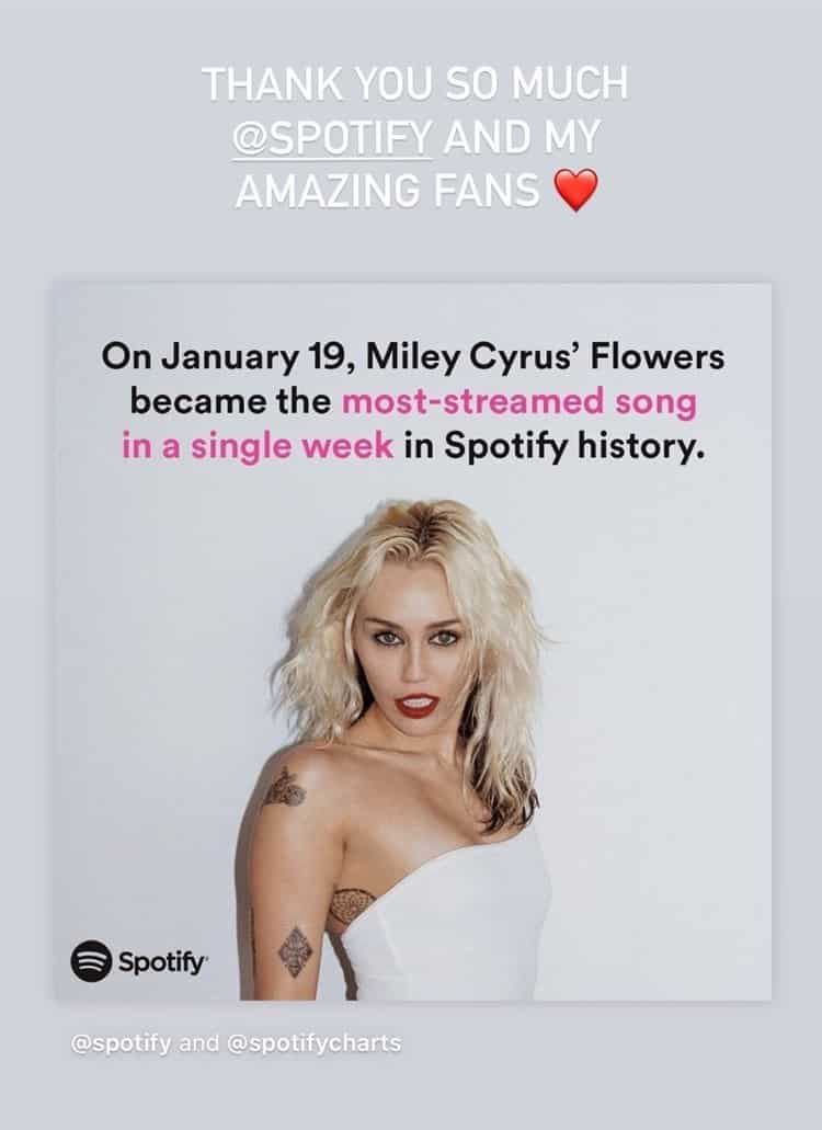 Miley Cyrus conquista Spotify con ‘Flowers’