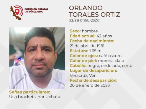 Buscan a Orlando Torales Ortiz, desapareció en Veracruz